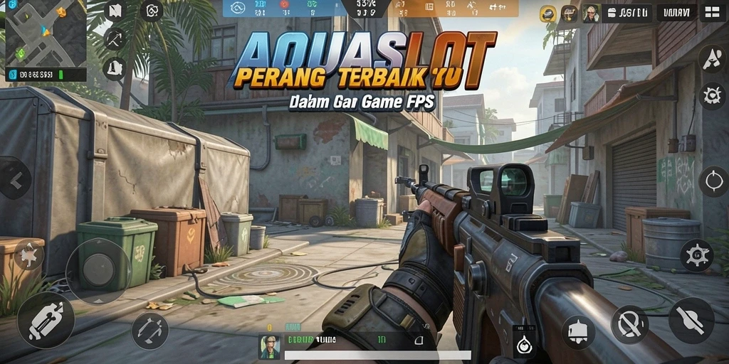 Screenshot gameplay AQUASLOT menampilkan aksi mendebarkan dari pertempuran FPS.
