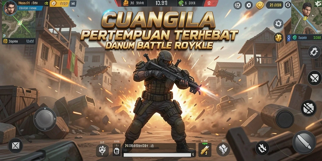 Screenshot utama CUANGILA menampilkan aksi pertempuran intens dalam Battle Royale.