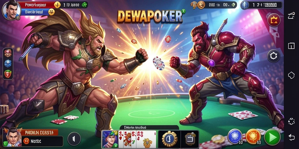 Tangkapan layar DEWAPOKER menampilkan aksi pertarungan yang intens dan karakter-karakter yang dinamis.