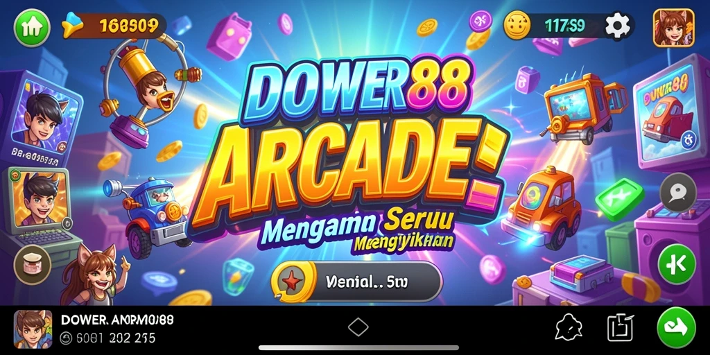 Screenshot gameplay DOWER88 dengan aksi seru di tingkat arcade.
