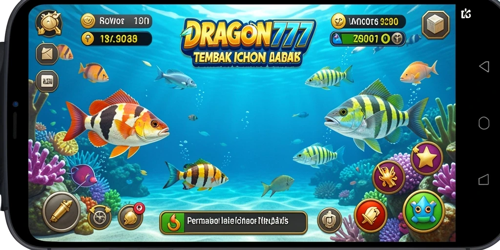Tampilan gameplay DRAGON777 menampilkan aksi tembak ikan yang seru.
