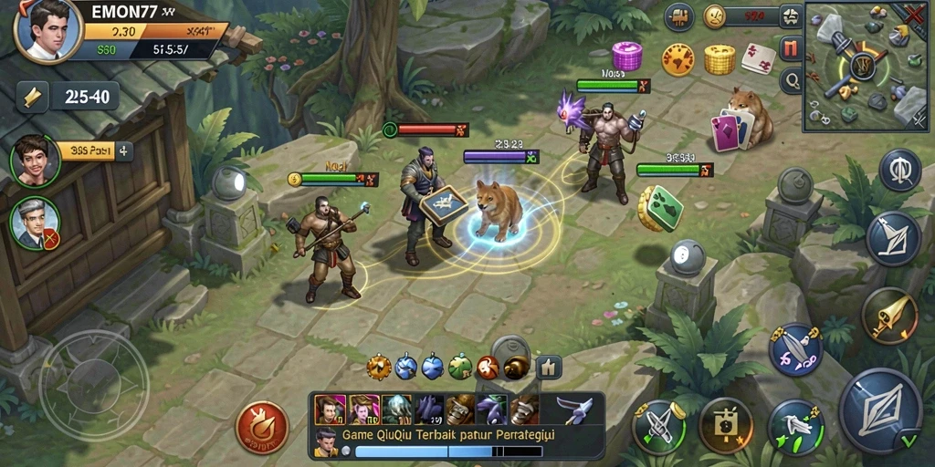 Screenshot EMON77 menampilkan aksi seru dalam permainan QiuQiu.