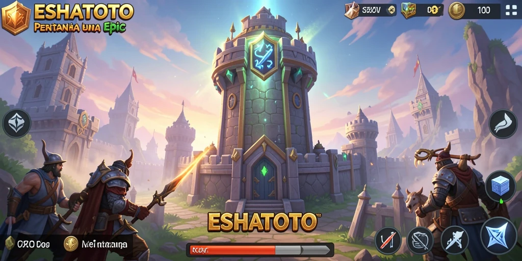 Tampilan gameplay ESHATOTO dalam pertahanan menara yang seru.