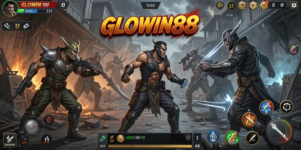 Screenshot gameplay GLOWIN88 dalam aksi melawan musuh.