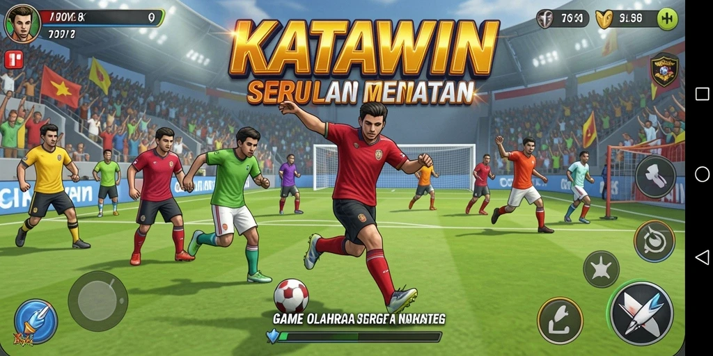 Tampilan gameplay seru dalam KATAWIN dengan berbagai cabang olahraga.