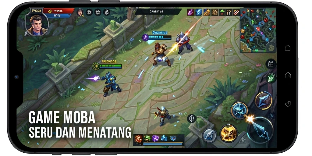 Screenshot LPO88 menampilkan pertarungan MOBA yang intens dan strategi tim.