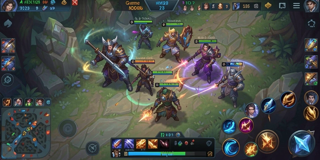 Tangkapan layar aksi taktis dalam gameplay MOBA NOX123.