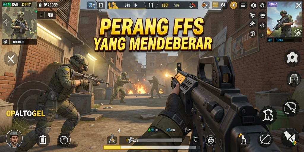 Screenshot gameplay OPALTOGEL yang menunjukkan aksi mendebarkan di medan perang.