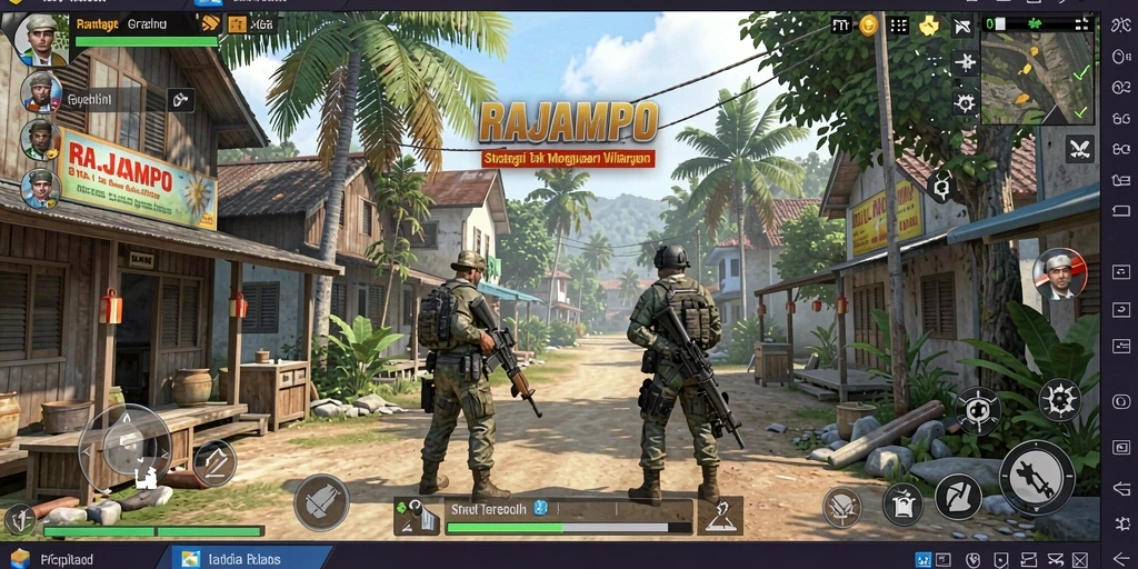 Tangkapan layar RAJAMPO menunjukkan aksi strategi yang intens.