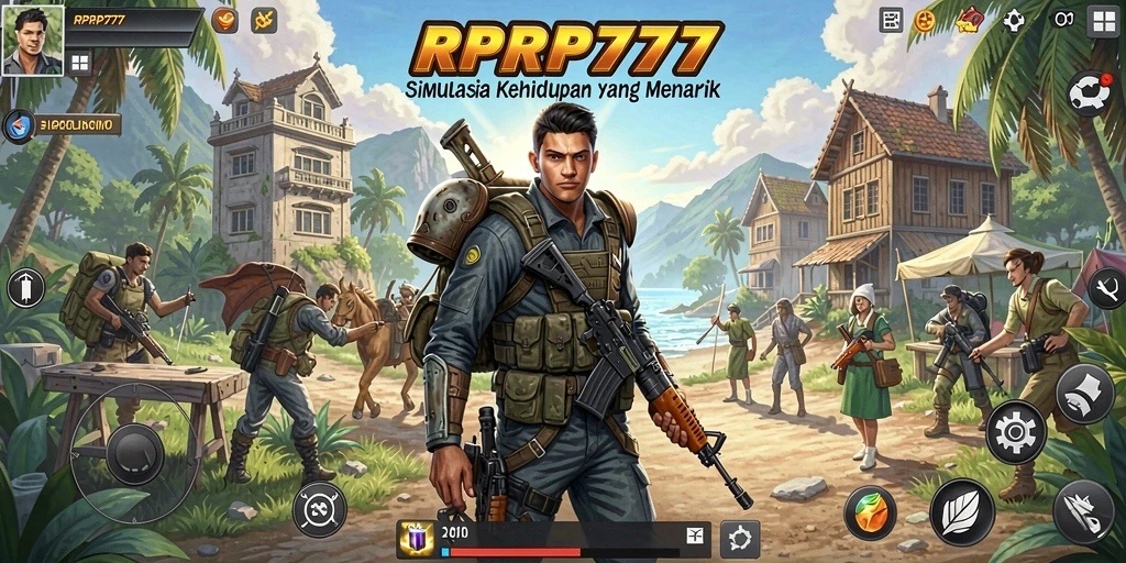Screenshot RPRP777 menampilkan karakter berinteraksi dalam dunia simulasi yang hidup.