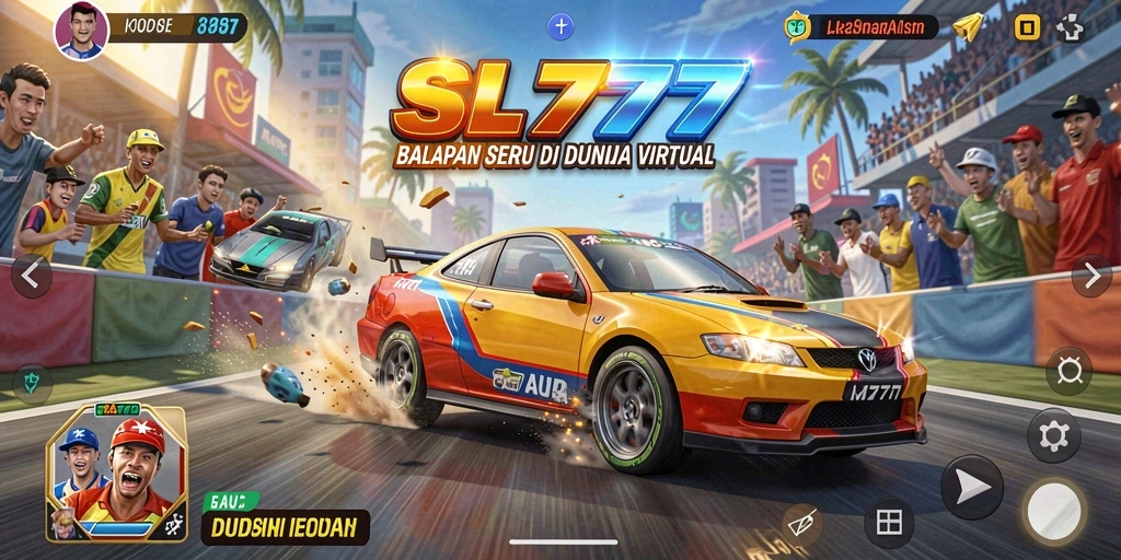 Screenshot gameplay SL777 menampilkan aksi balapan yang mendebarkan.