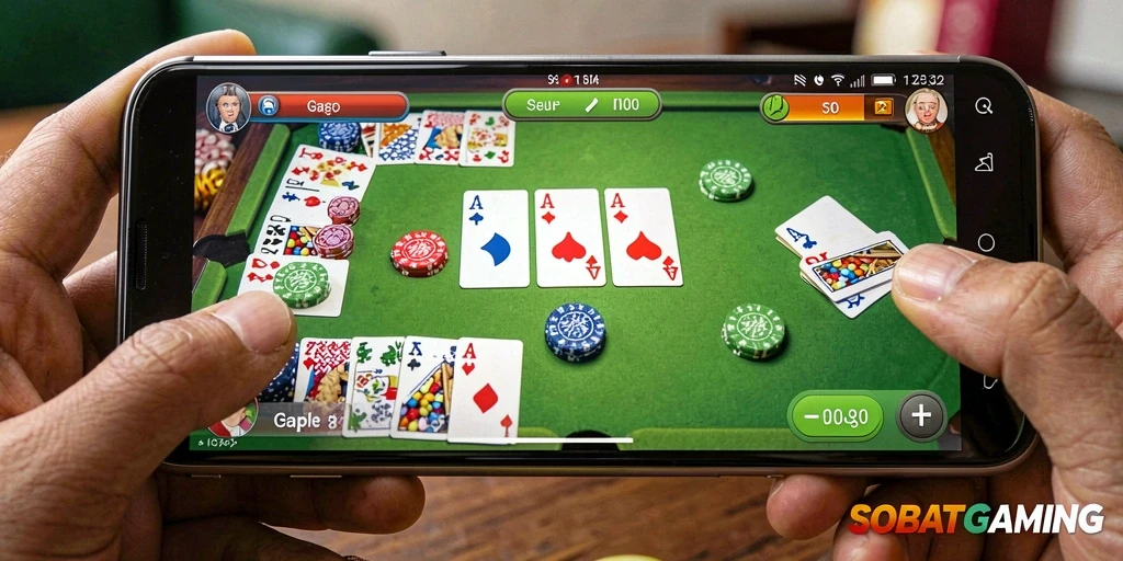 Tangkapan layar gameplay Gaple yang menarik dan seru.