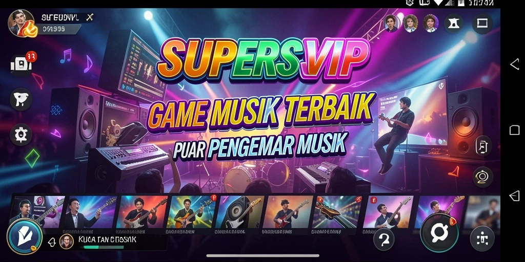 Screenshot gameplay <strong>SUPERSVIP</strong> menampilkan interaksi musik yang seru.