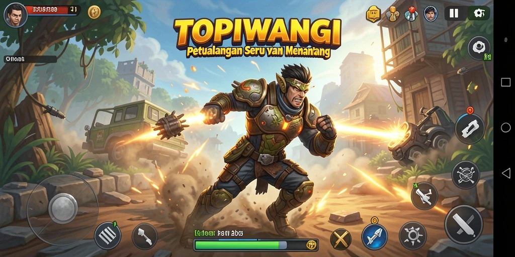 Tampilan aksi seru dalam gameplay TOPIWANGI yang mendebarkan.